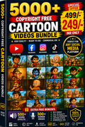5000+ Copyright free ai cartoon videos bundle for any social media