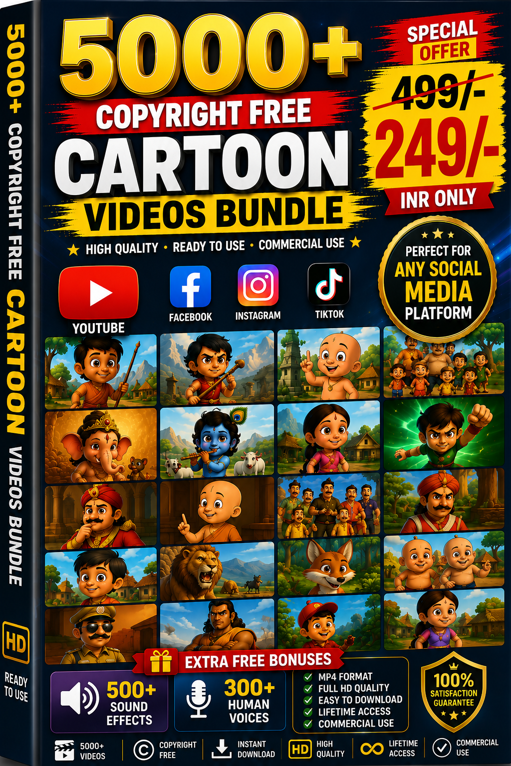 5000+ Copyright free ai cartoon videos bundle for any social media